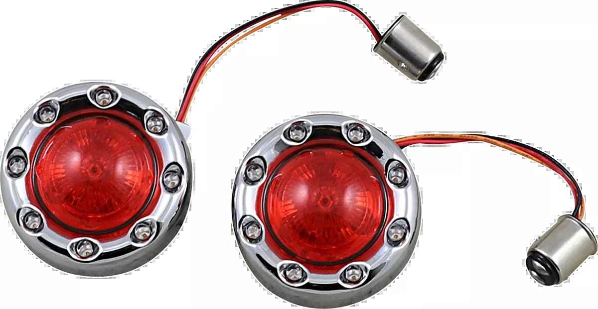 Bullet Turn Signal - 1157 - Chrome - Red Lens
