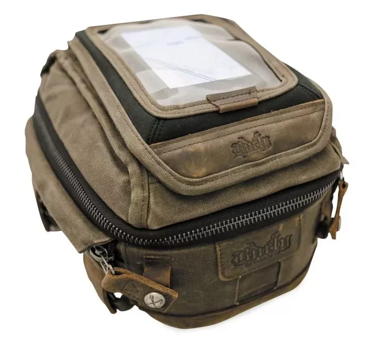 Burly Brand B15-1010D Dark Oak Voyager Tank/Tail Canvas Bag Harley Metric