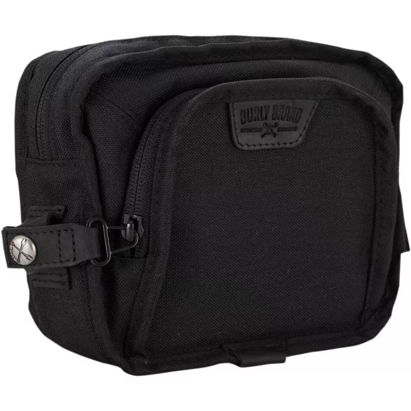 Burly Brand B15-1012B Black Motorcycle Strap On Handlebar Cargo Storage Bag