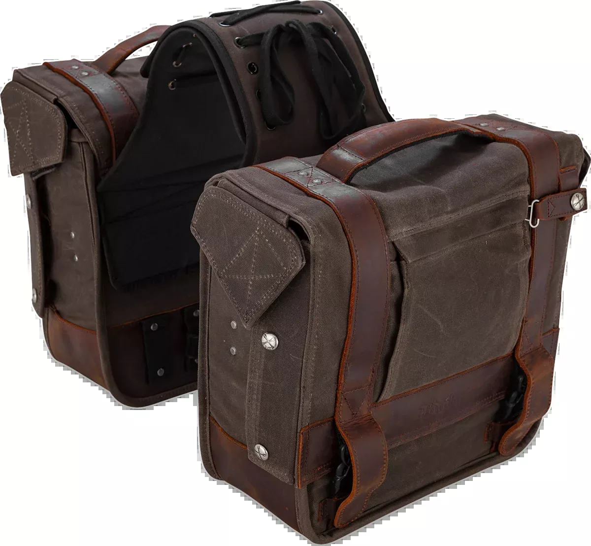 Burly Brand Dark Oak Waxed Cotton Throw over Saddlebags for Harley Davidson