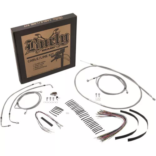 Burly Handlebar Cable and Brake Line Kit for 2017-2020 Harley FLHX/FLHT with ABS - Stainless