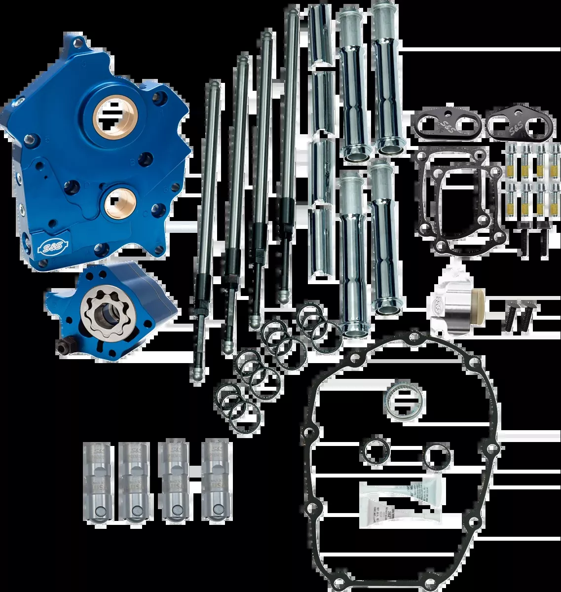 Cam Chest Kit without Cams - Chain Drive - Oil Cooled - Chrome Pushrods - M8