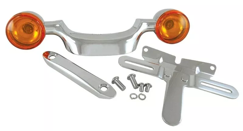 Chrome Bullet Turn Signal Bar & License Plate Relocation 99-08 Harley Touring