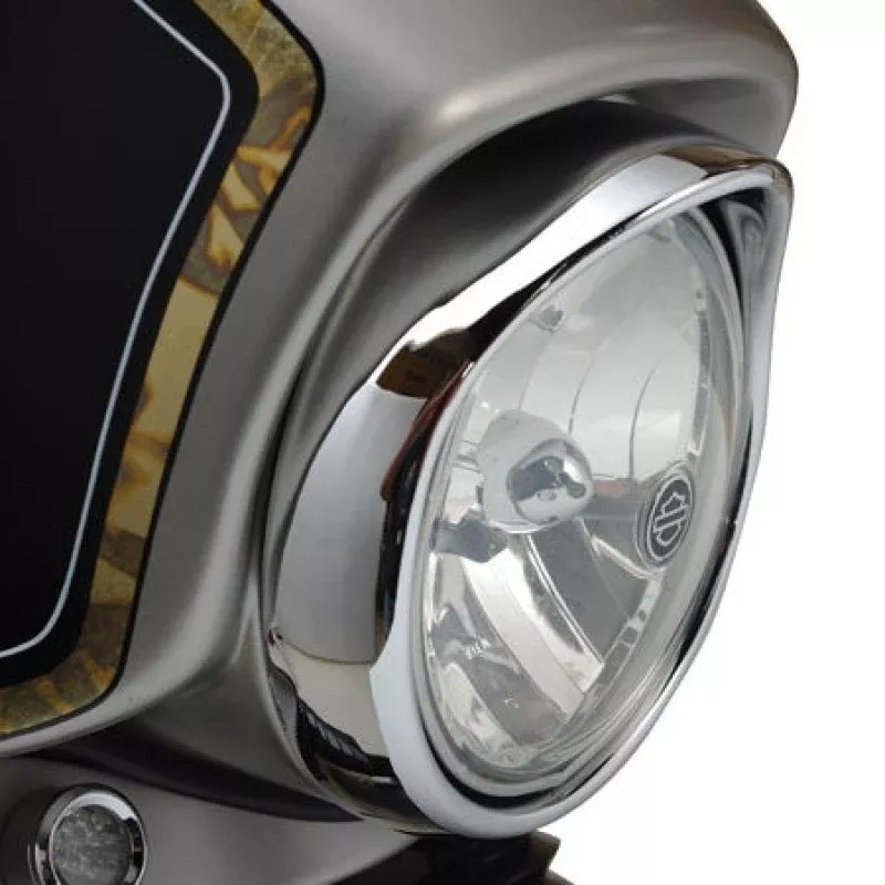 Chrome Smooth 7" Headlight Trim Ring Bezel W/Built-In Visor Harley FLHT FLHX 80-13