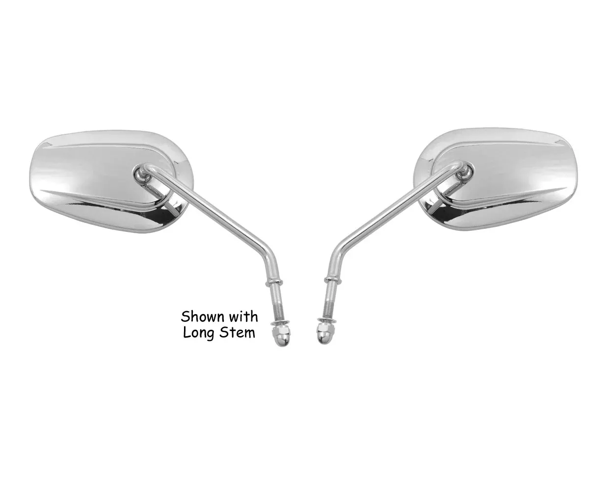 Chrome Tapered Short Stem Mirrors 47039 & 47040 Harley Repl 91840-03B 91845-03B