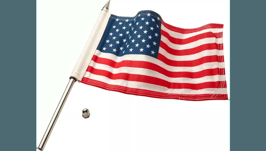 Ciro 12" Flagpole with 6"x9" American Flag - Polished or Satin Black