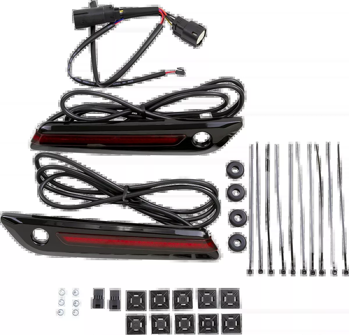 Ciro Black Red LED Saddlebag Hinge Latch Covers 2014-2024 Harley Touring Models