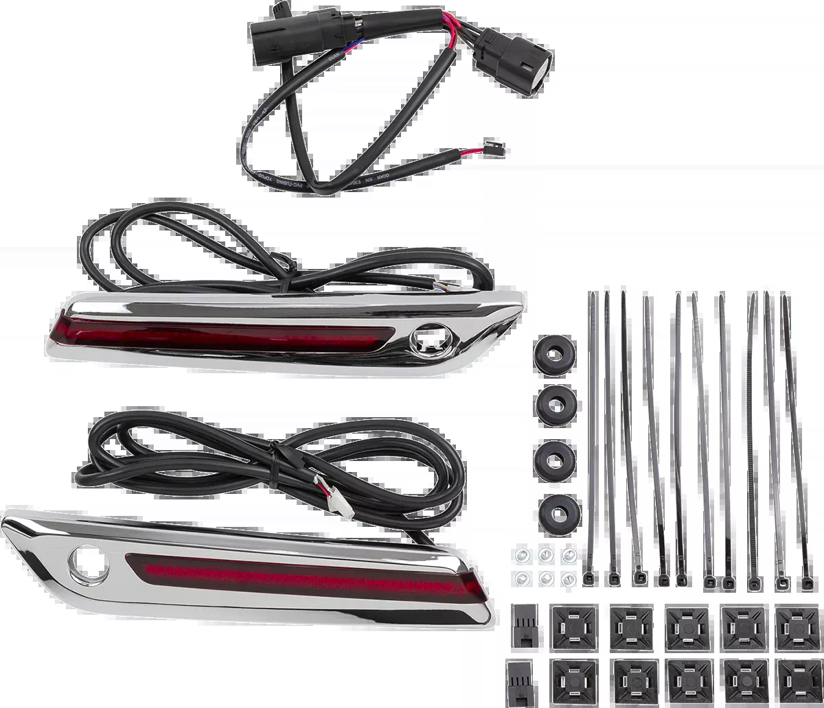 Ciro Rear Red LED Saddlebag Hinge Latch Covers 2014-2024 Harley Touring Models