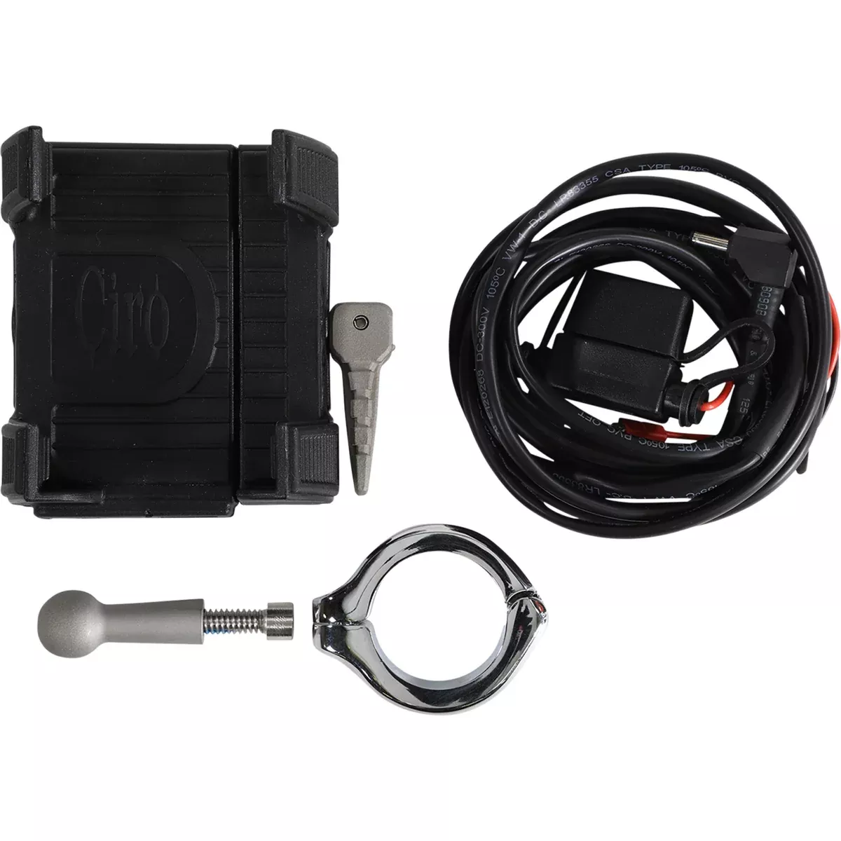 Ciro Smartphone GPS Holder With Charger 1-1/4" Handlebar Mount Chrome - 50214 For Harley Touring 2024-2026