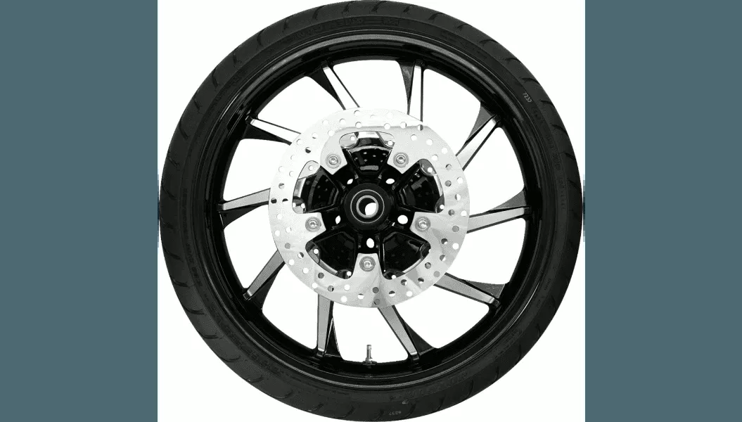 Coastal Moto Front Hurricane Wheel/Rotors/Tire Combination for '08-23 Harley Davidson Touring Models with ABS - Black Cut (21") | Rotors (11.8") | Dunlop Tire (130/60B21)