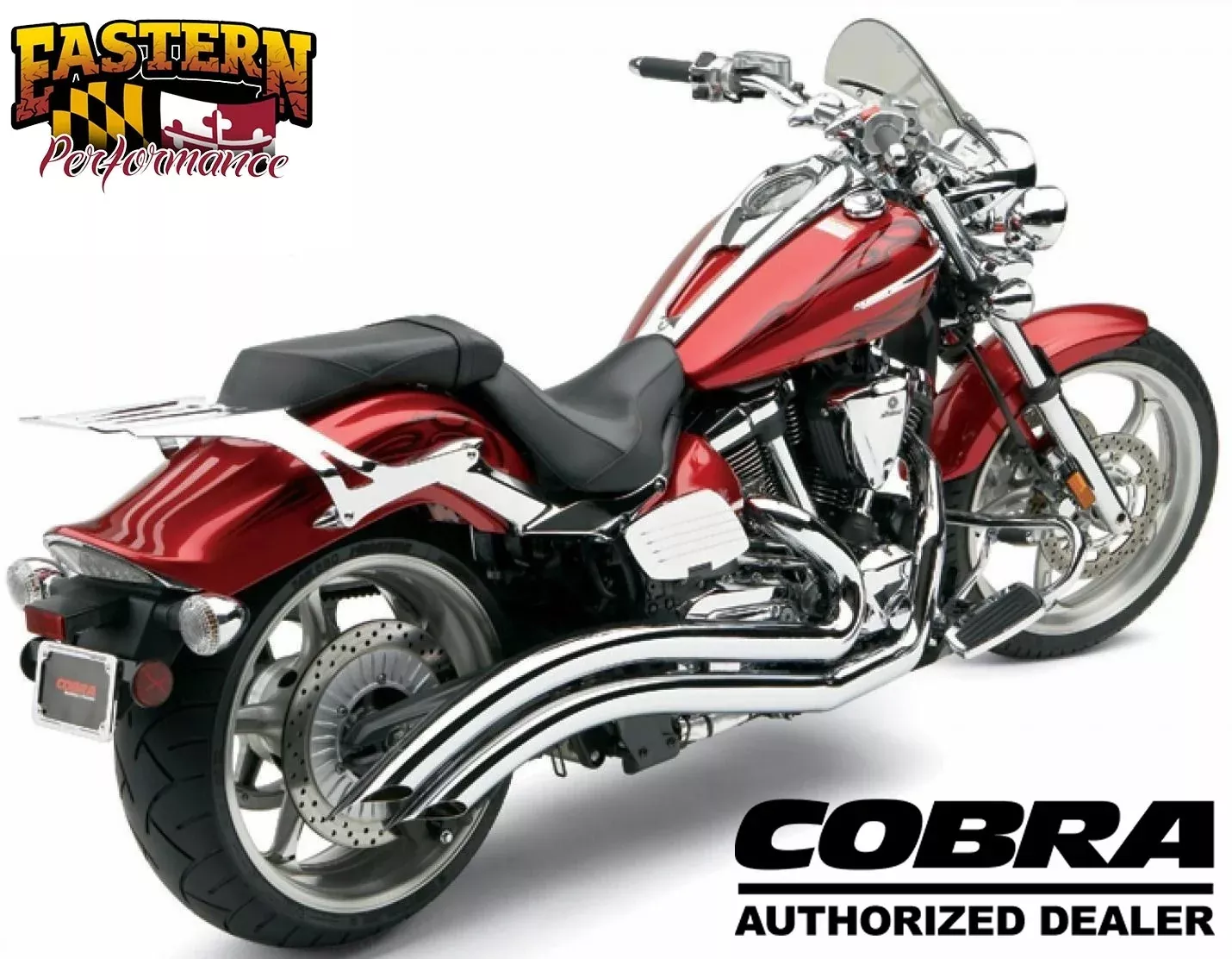 Cobra 2225 Chrome Speedster Swept Exhaust Pipes Yamaha Raider XV1900C 08-16