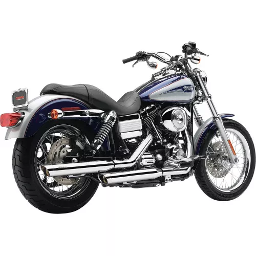 Cobra 3" Slip-On Mufflers for 2008-2017 Harley Dyna Fat Bob & Wide Glide - Chrome