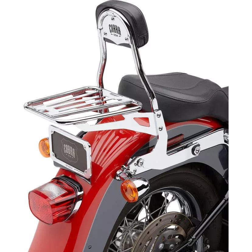 Cobra 602-2001 Chrome Complete Detachable Backrest Kit Harley 00-17 FL/ST 150mm