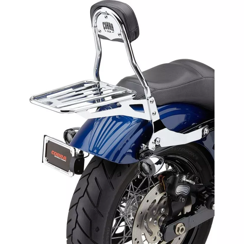 Cobra 602-2004 Chrome Complete Detachable Backrest Kit Harley 06-17 Dyna FLD