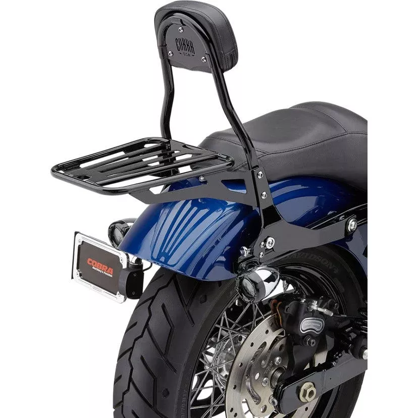 Cobra 602-2004B Black Complete Detachable Backrest Kit Harley 06-17 Dyna FLD