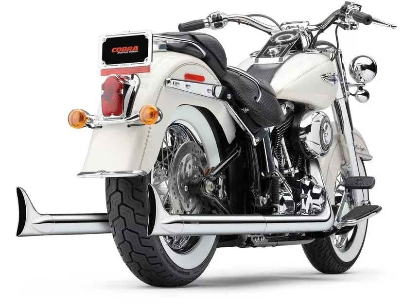 Cobra 6987 Chrome True Dual Fishtail Exhaust Pipe V-Twin Softail FXST FLST 97-06