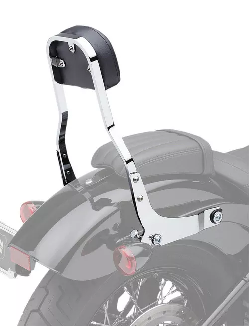 Cobra Detachable Chrome 14" High Backrest Kit w/Squared Black Pad (602-2044)