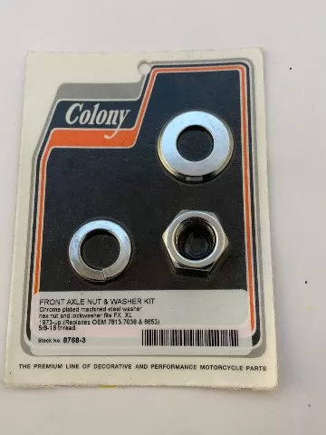 Colony Front 3/4" Axle Nut & Washer Kit for 1973-1991 Harley Dyna Sportster FXR