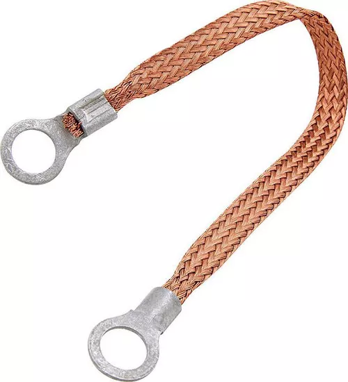 Copper Ground Strap 6in w/ 1/4in Ring Terminals ALL76328-6