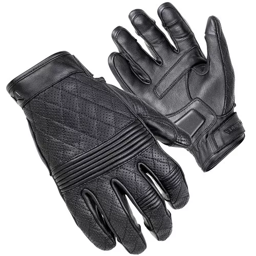 Cortech Scrapper Diamond Quilted Short Cuff Leather Gloves - Black