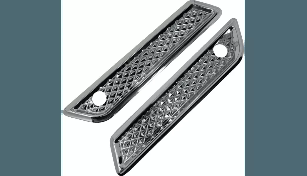 Covingtons Diamondback Saddlebag Hinge Covers for '14-23 Harley Davidson Touring - Chrome (Sold in Pairs)