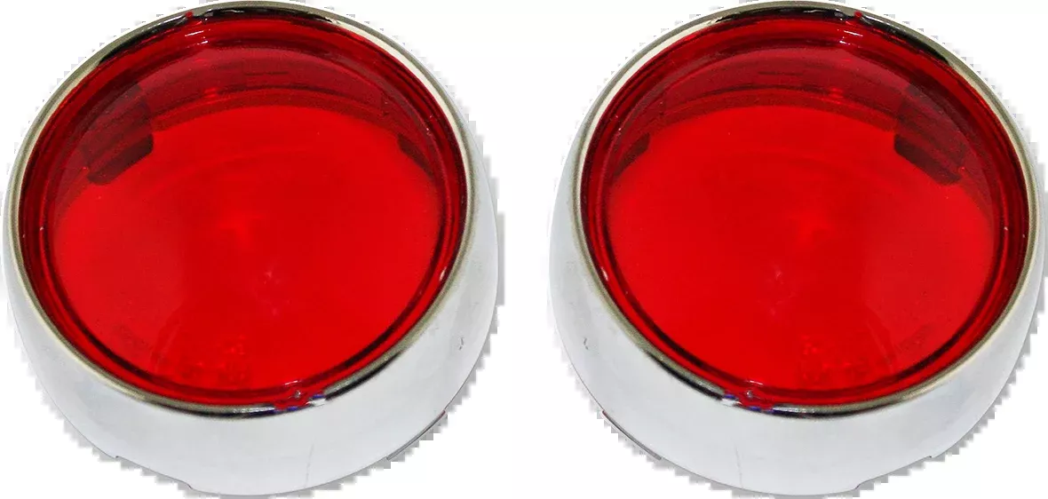 Custom Dynamics Chrome Red Lens Bullet Turn Signal Bezel for Harley Davidson