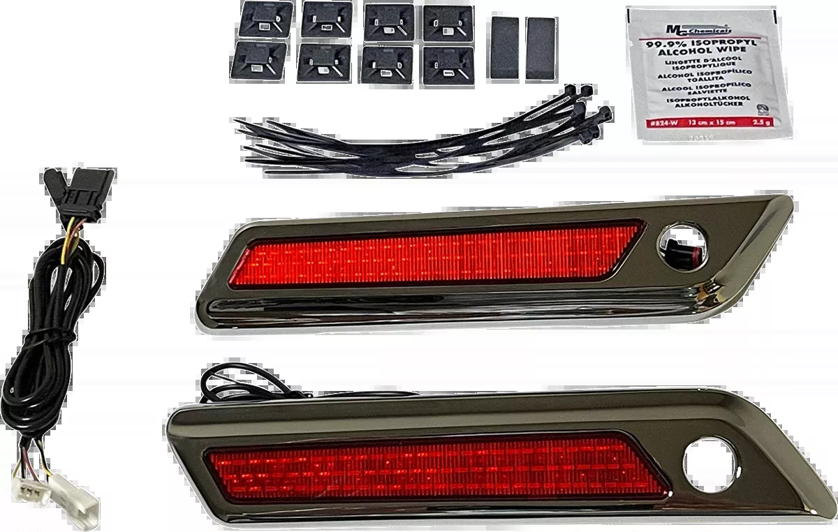 Custom Dynamics Latch Light - Saddlebag - Red - Chrome - CD-SBL-BCM-RC