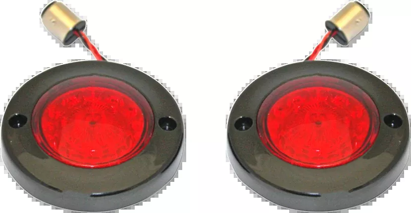 Custom Dynamics LED Flat Turn Signals - 1156 - Black - Red Lens - PB-FB-R-1156BR