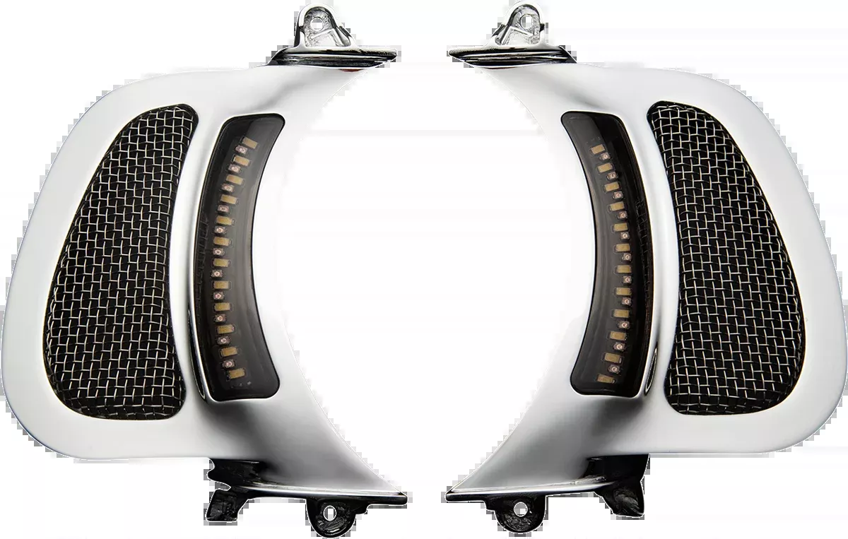 Custom Dynamics LED Vent Insert - Amber/White - Chrome w/ Stainless Mesh - CD-RG-V-AW2-C