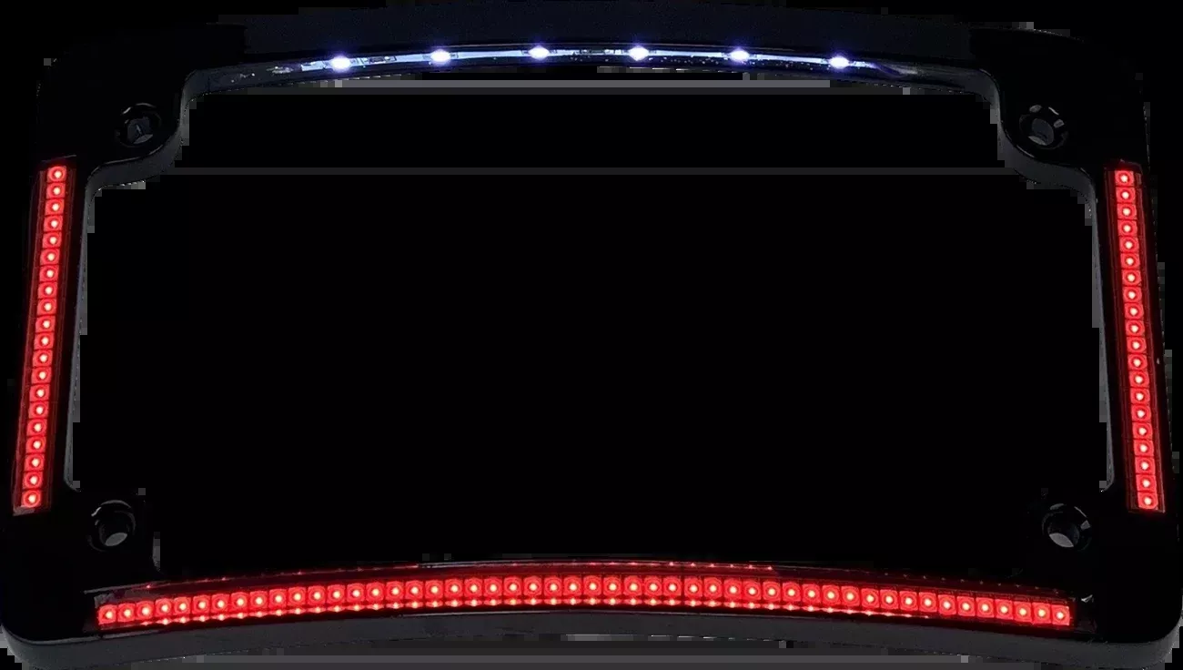 Custom Dynamics License Plate Frame - Red/White LED - Gloss Black - TF08-B