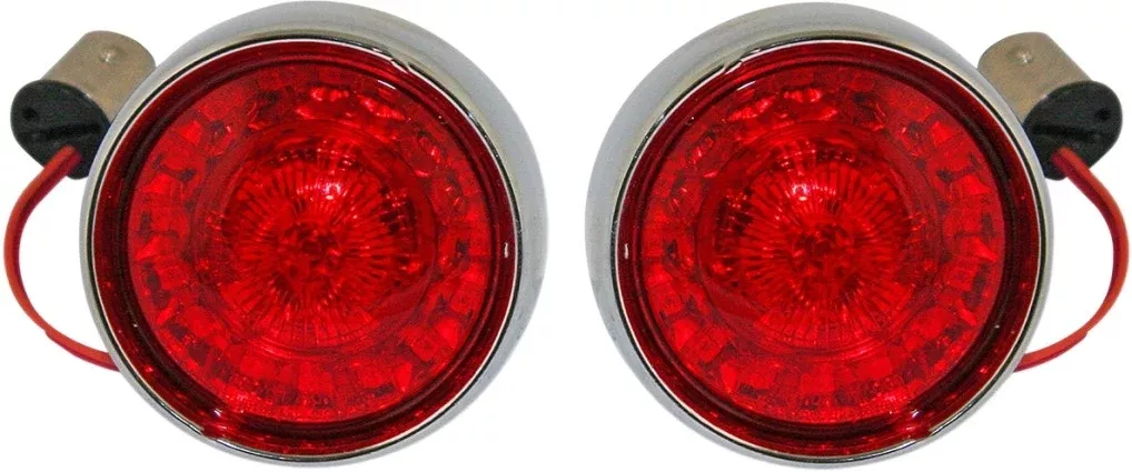 Custom Dynamics ProBeam Bullet Chrome Bezel Red Lens Rear Turn Signal 1157 Insert