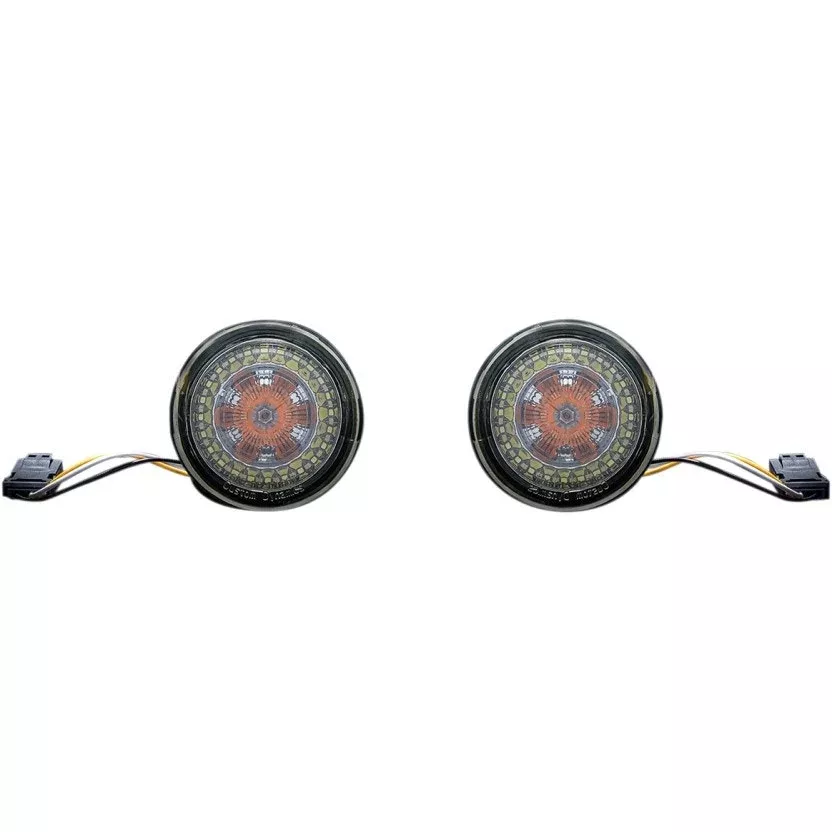 Custom Dynamics PROBEAM JAE Front Turn Signals Amber White Dynamic Ringz Smoked