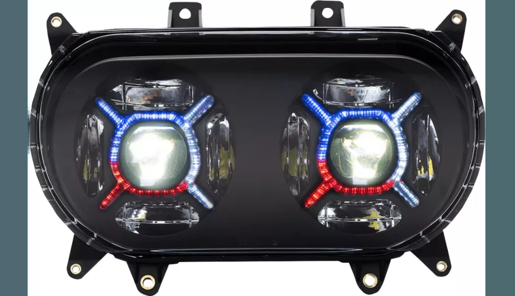 Custom Dynamics ProGLOW Double-X LED Headlight for '15-Up Harley Davidson Road Glide Models - Black