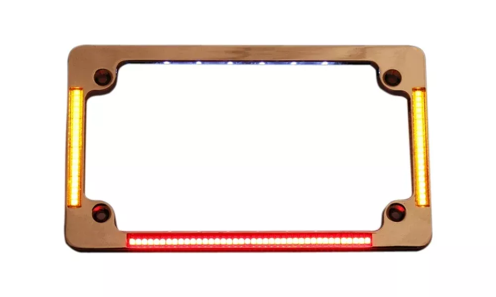 Custom Dynamics TF04-C Chrome All-In-One LED Flat License Plate Frame Universal