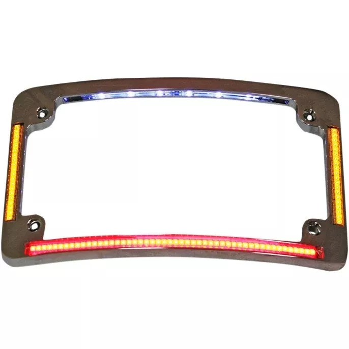 Custom Dynamics TF05-C Chrome All-In-One LED Quad Radius Horizontal Plate Frame