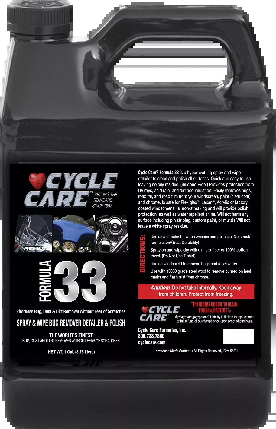 Cycle Care 1 Gal Formula 33 Motorcycle Bug Remover Detailer Polish Spray Bottle