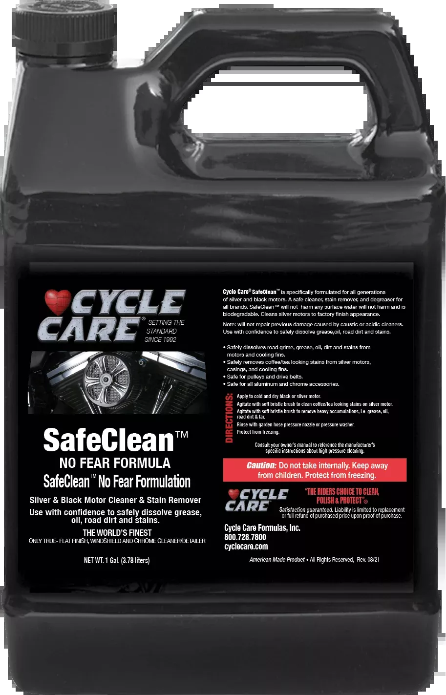 Cycle Care 1 Gal Safe Clean Silver & Black Engine Cleaner Degreaser Bottle