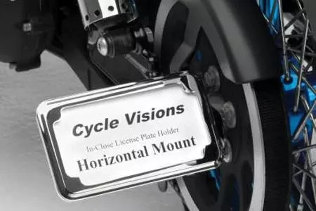 Cycle Visions In Close License Plate Holder for '86-07 FXST/FLST -Chrome, Horizontal with Plate Light