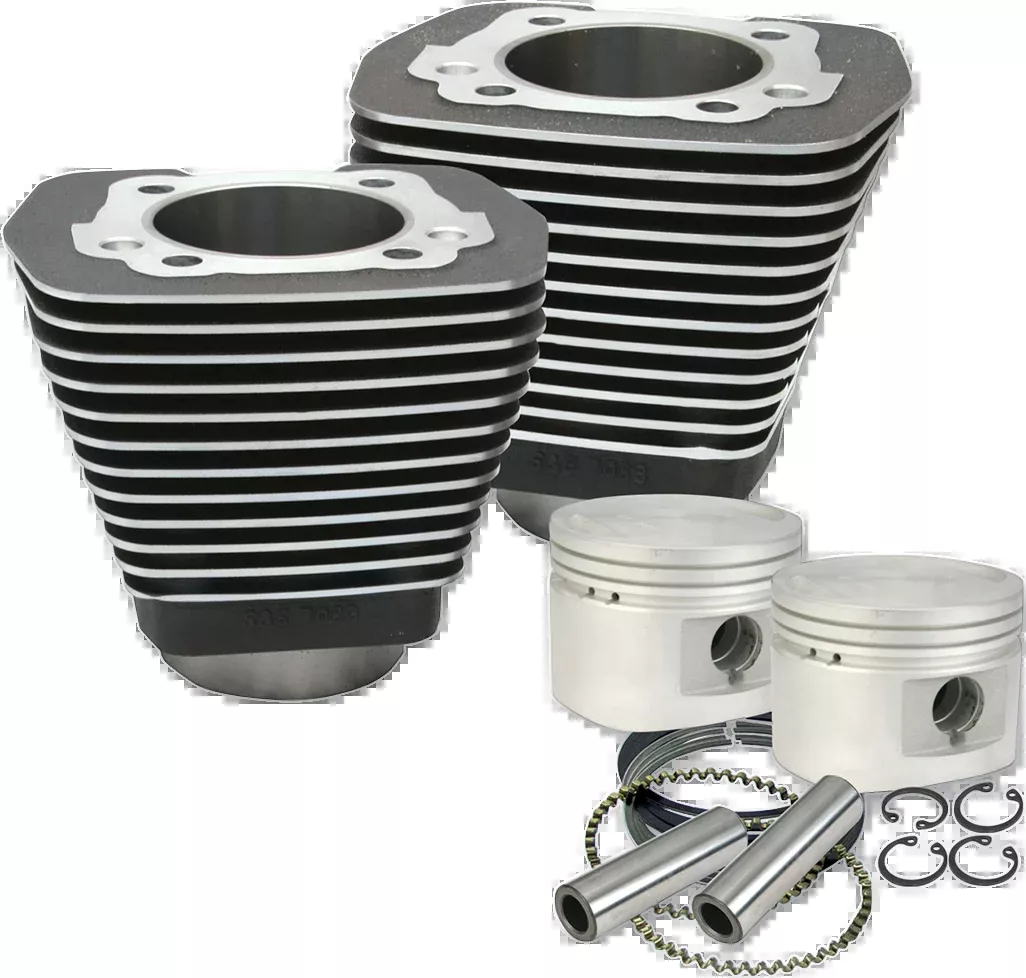 Cylinder & Piston Kit - 80" - Evolution Big Twin - Wrinkle Black