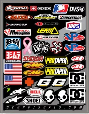 D Cor Decal Sheet Helmet Logos 9.5"X12" - 40-90-104