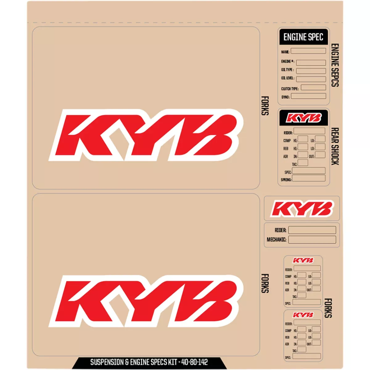 D'COR VISUALS 4320-2446 40-80-142 Suspension and Specs Graphic Kit KYB Decal Kit - Red