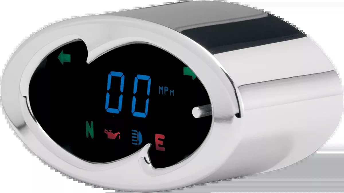 Dakota Digital Chrome 5000 Electronic Blue Oval Motorcycle Speedo Odometer