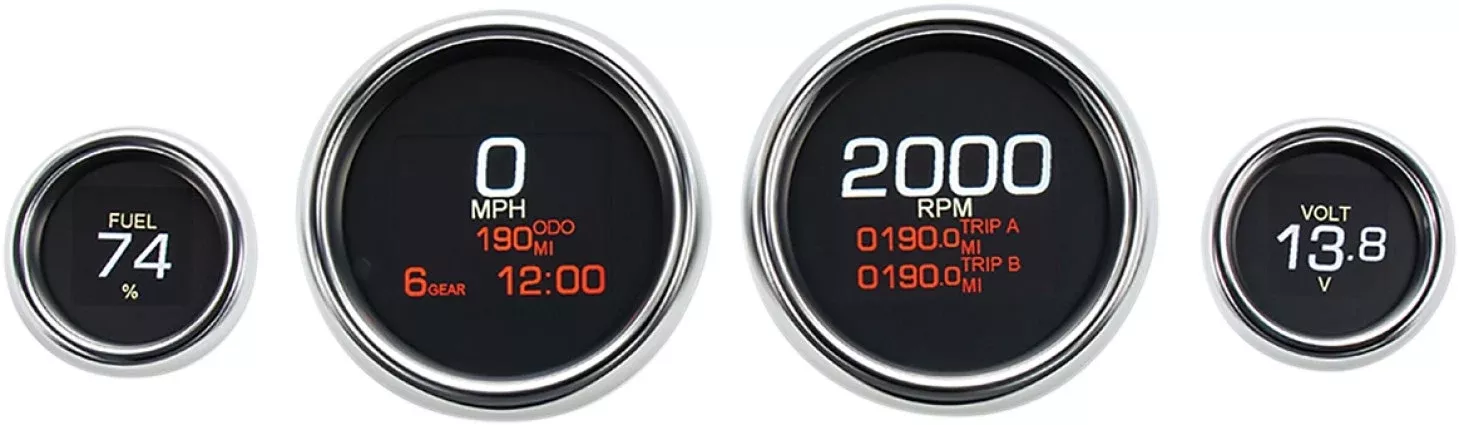 Dakota Digital MLX-8496 Chrome LED MLX Series 4 Gauge Speedo Tach Harley 96-03