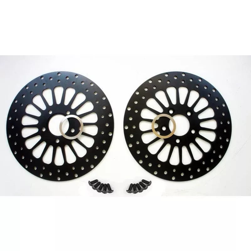 DNA Black Super Spoke Single Front & Rear 11.5 Disc Rotor Harley Big Twin 84-07