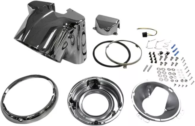 Drag 2001-1481 Chrome Nacelle Headlight Cowl Kit 01-17 Harley Softail FLST