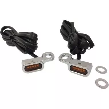 Drag 2040-2140 Chrome Amber Lens LED Handlebar Marker Light 09-18 Harley FL FX