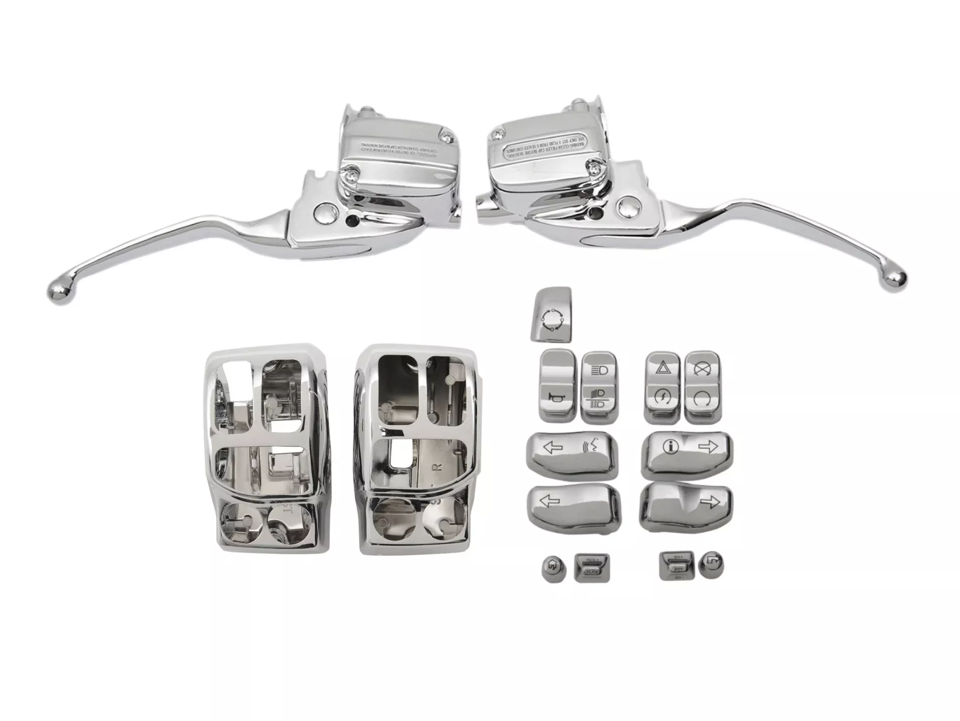 Drag Chrome Hand Control Kit w/ Switch Housings & Caps 17-20 Harley FLHT/X M8