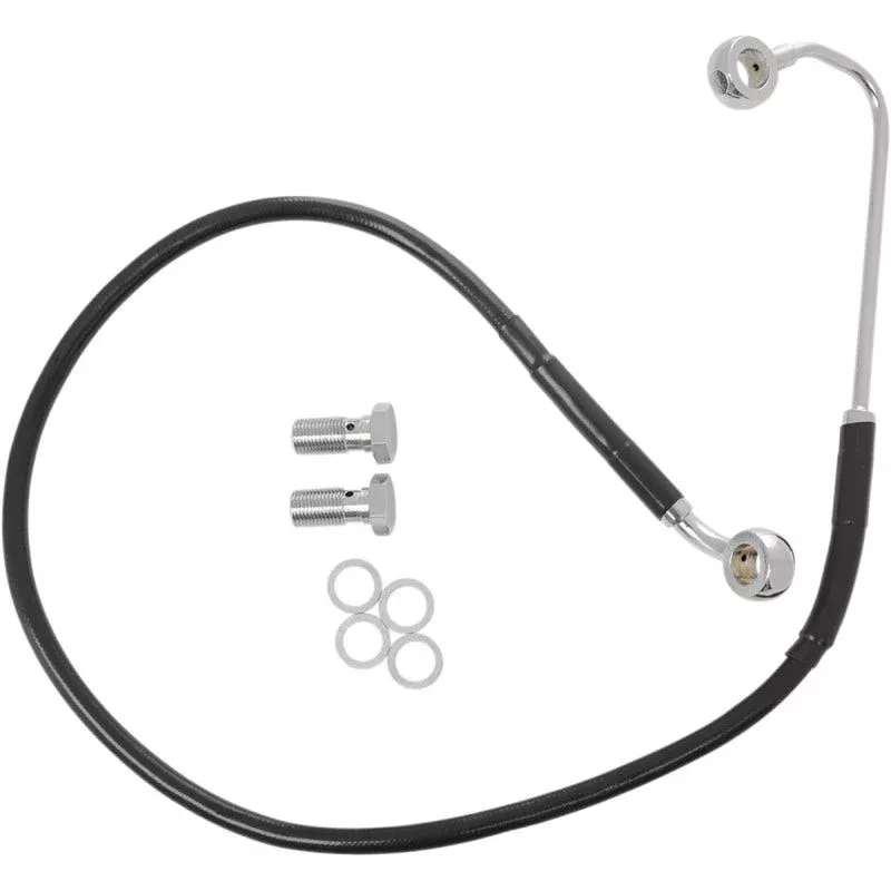 Drag Front Extended +10 Black Vinyl Brake Line Harley 12-13 FXS W/ ABS Upper