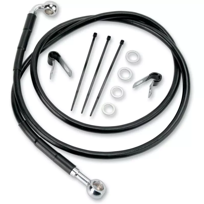 Drag Front Extended +10 Black Vinyl Brake Line Harley 84-98 FXST 93-05 FXDWG