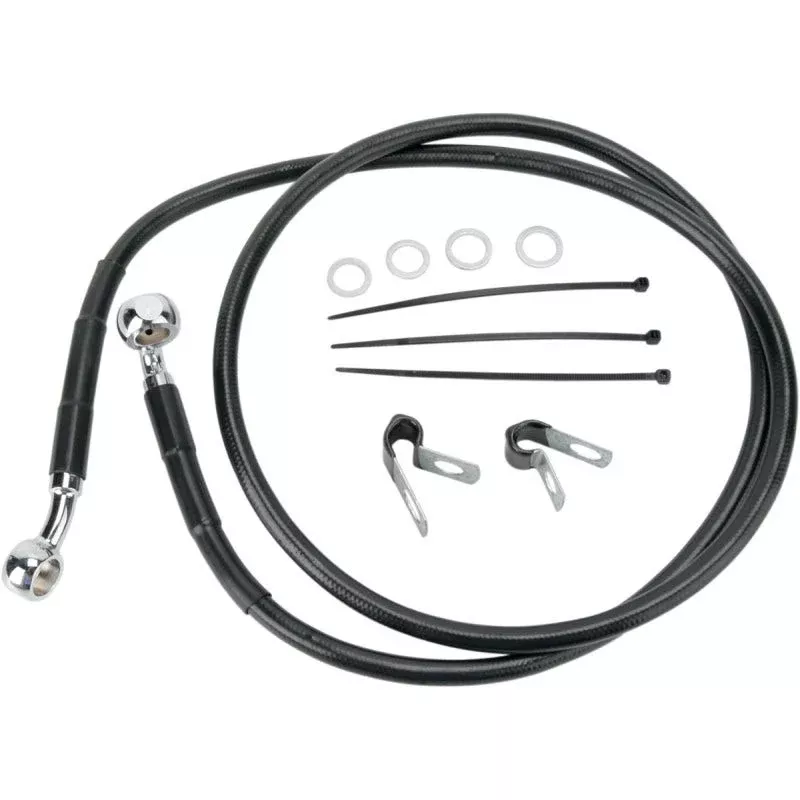 Drag Front Extended +10 Black Vinyl Brake Line for Harley 99-07 FXST